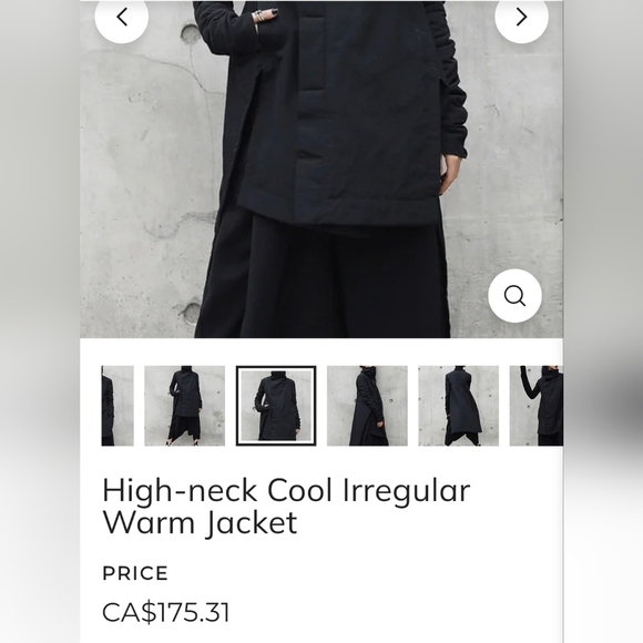 Simple Black-Turtleneck  Padded High Low Coat - Picture 2 of 16